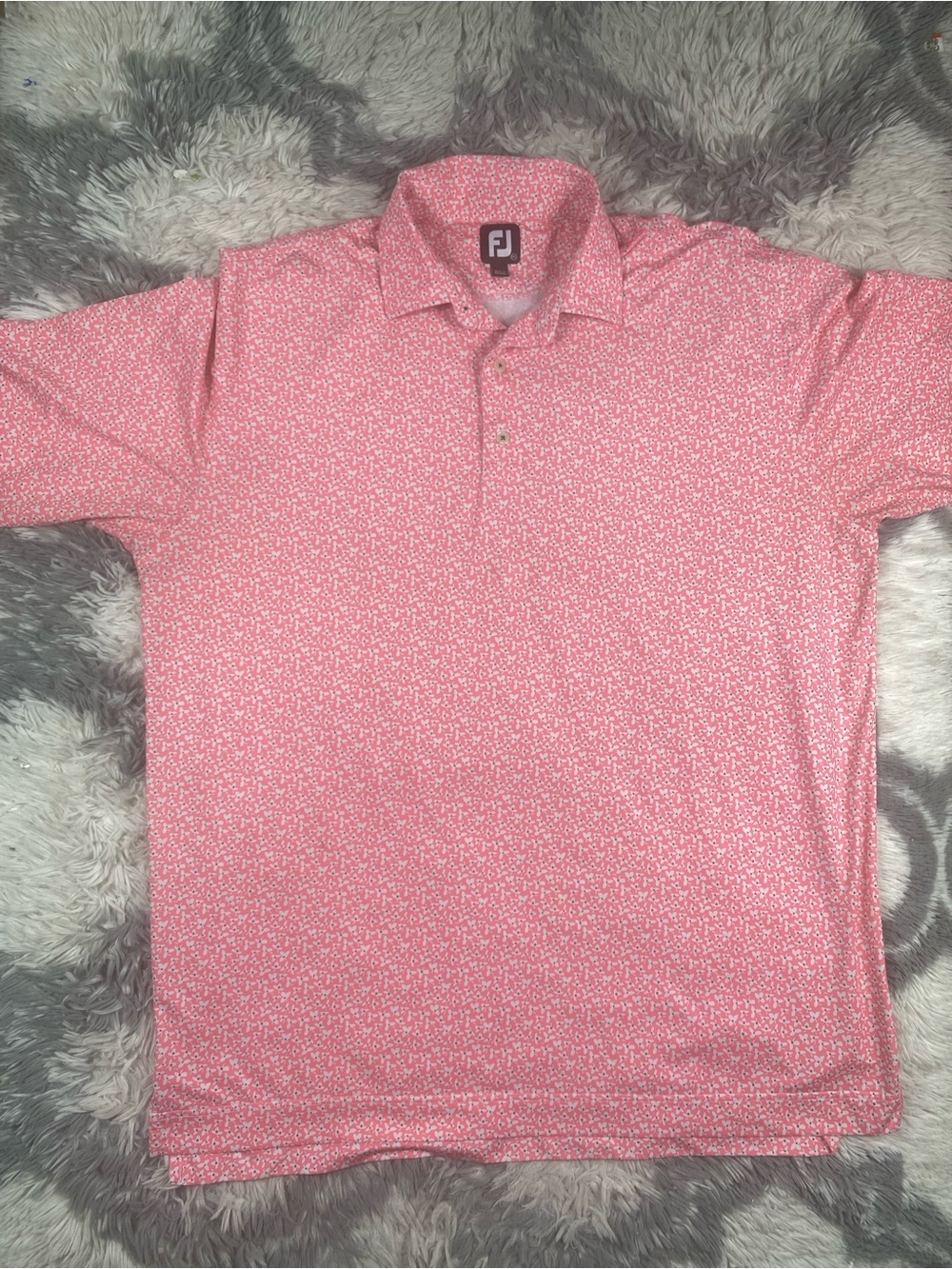 FootJoy Polo Golf Shirt Mens 2XL Pink Floral Performance Lightweight Stretch
